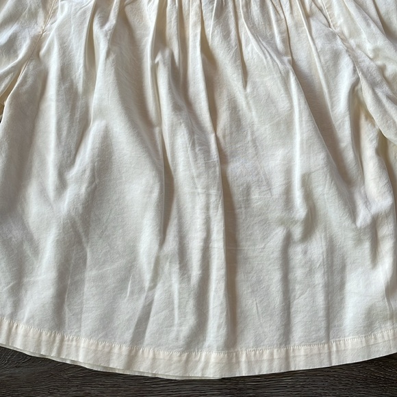 Old Navy Notch Tie Neck Smocked Yoke Puff Sleeve Short Blouse - Picture 10 of 11